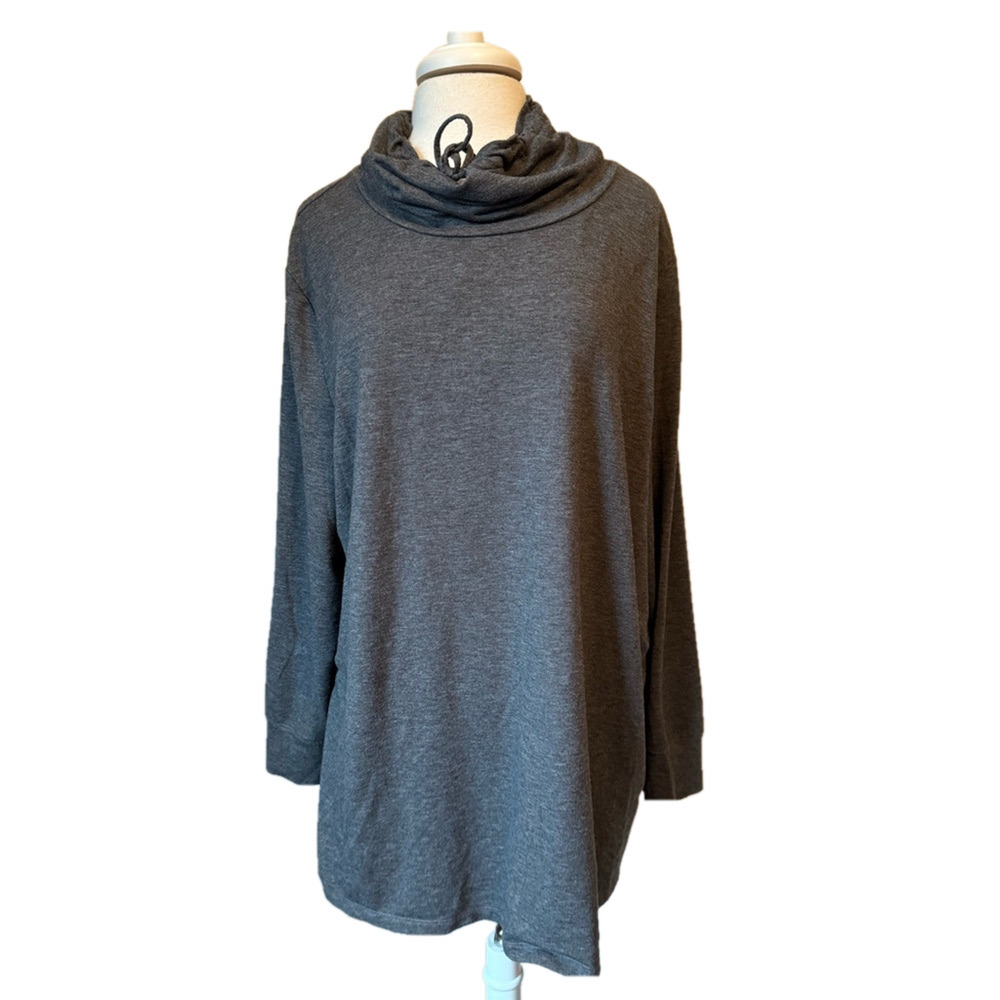Quacker Factory Womens 2X Tunic Neutral Gray Lightweight Cowl Neck Casual Travel